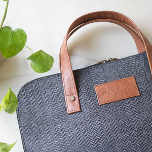 Oliver Laptop Bag (Grey Herringbone)