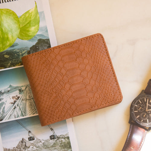 Classic RFID Vegan Wallet for Men (Tan Croc)-  SAMPLE SALE