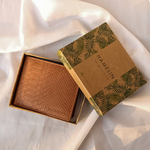 Classic RFID Vegan Wallet for Men with Coin Pocket (Tan Croc)- SAMPLE SALE