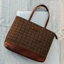 Tweed Work Tote for Women (Pecan Check Twill)
