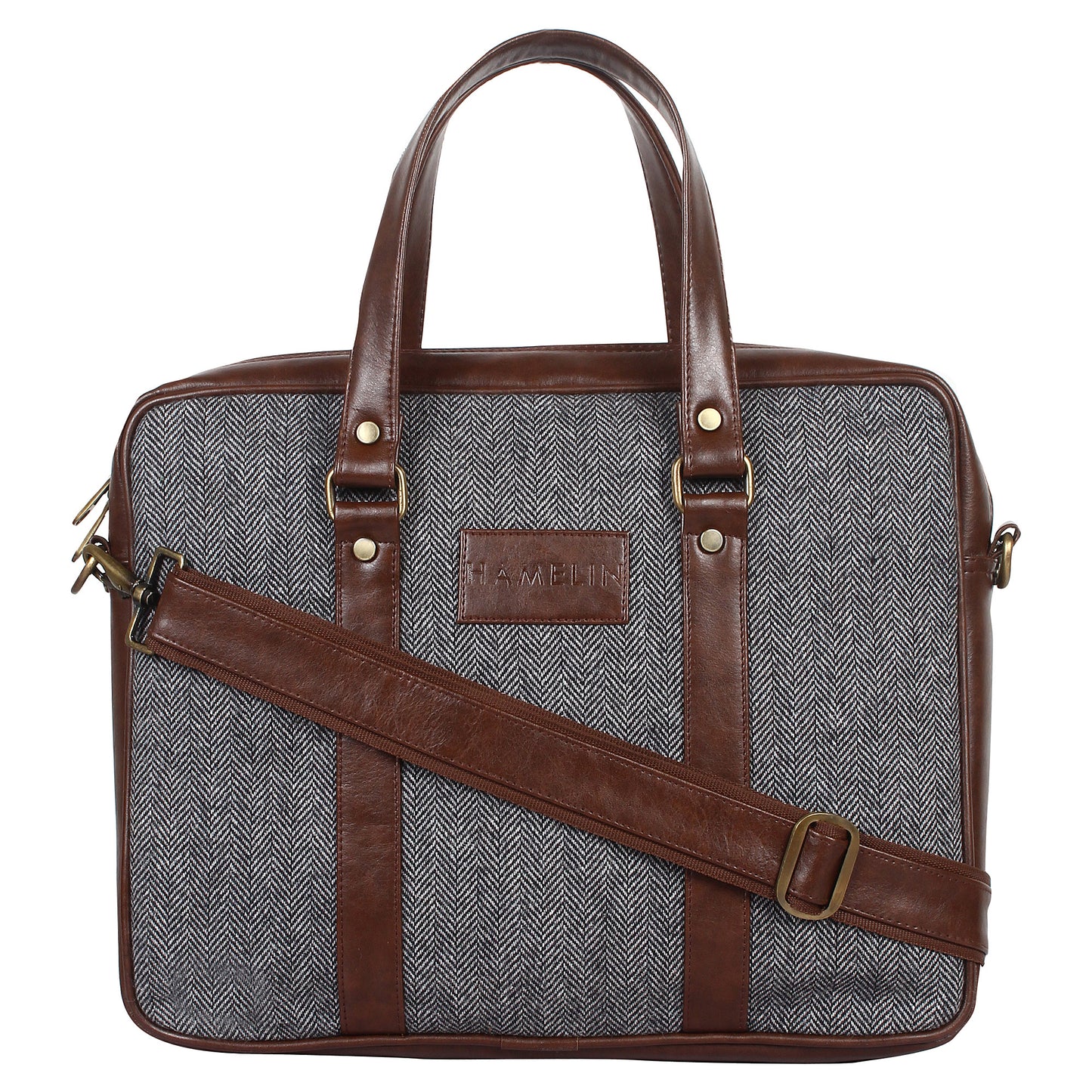 Classic Laptop Bag (Grey Herringbone)