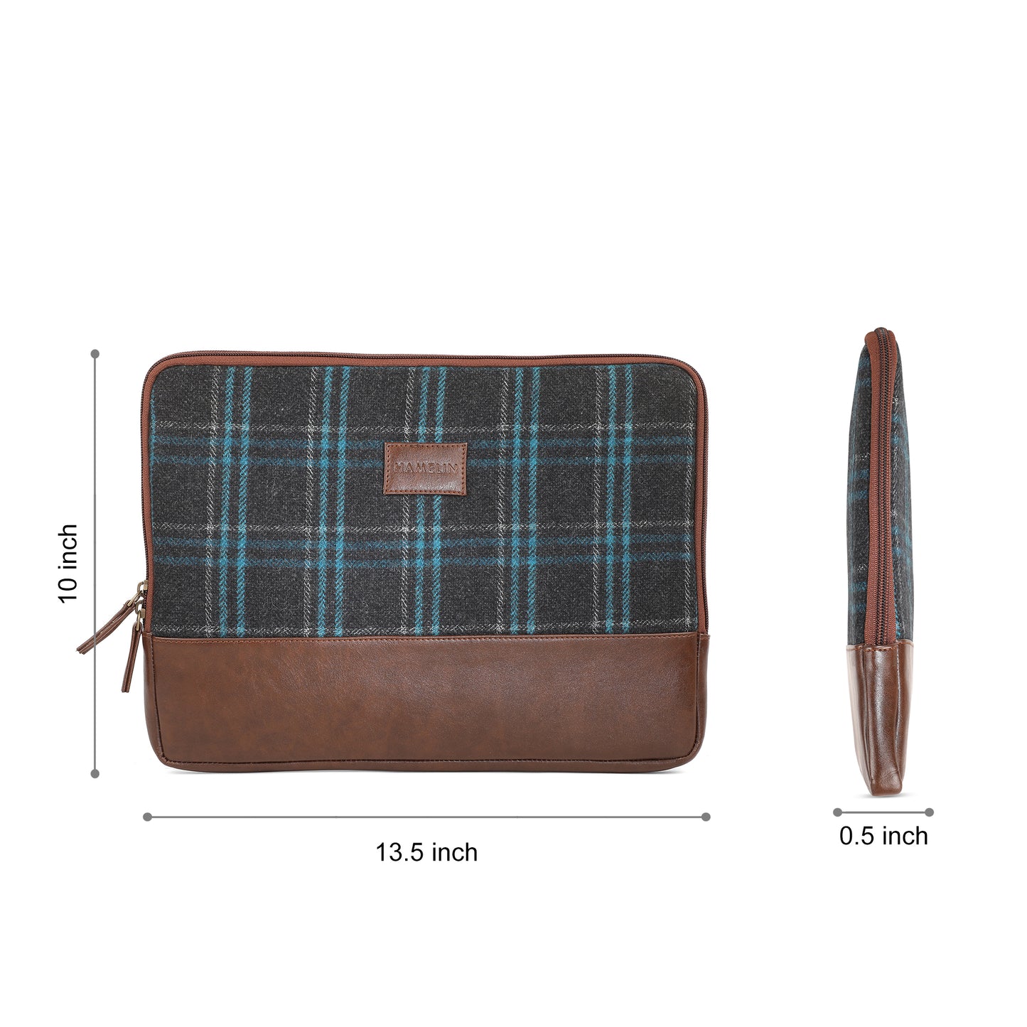 Matt Laptop Sleeve - Blue Overcheck Twill