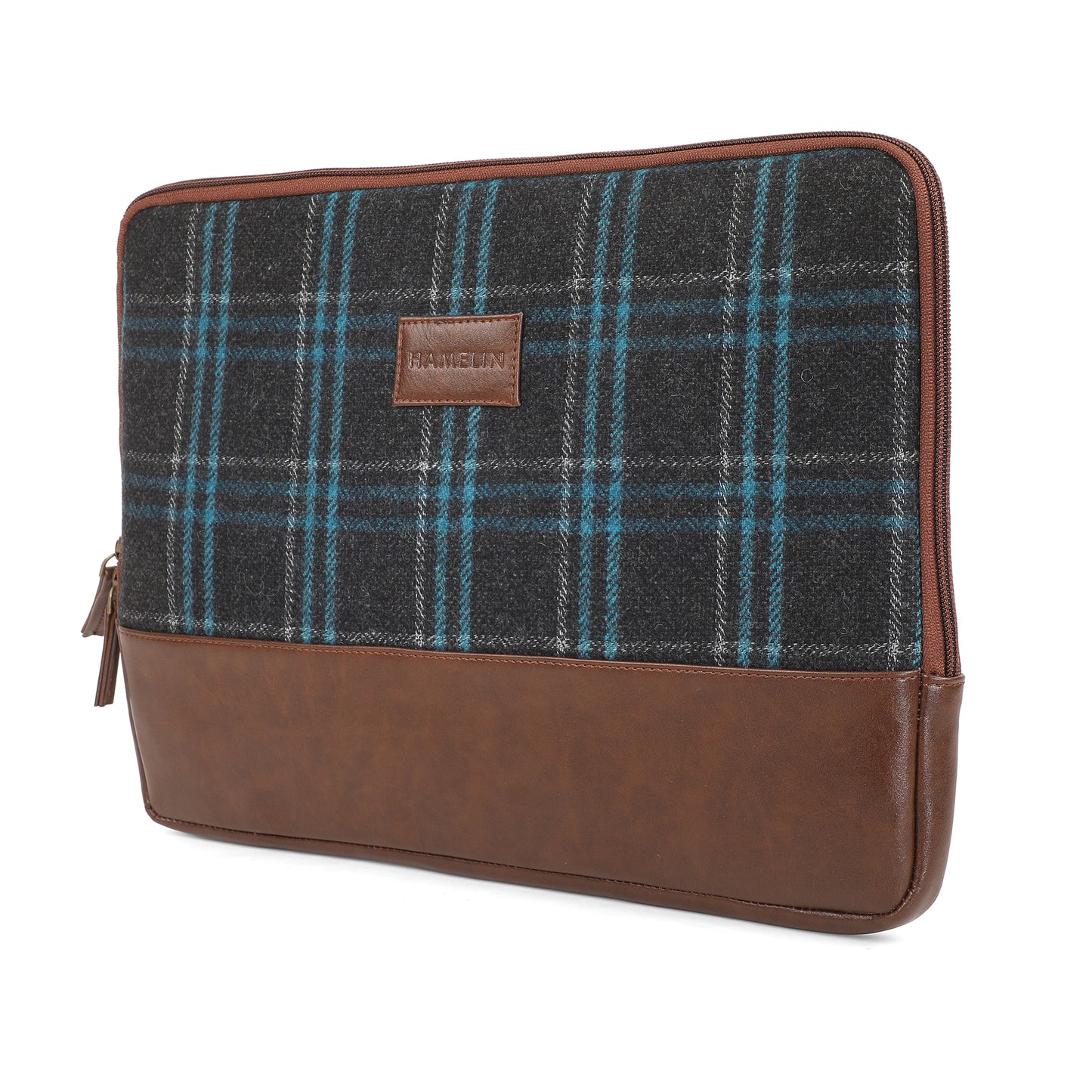 Matt Laptop Sleeve - Blue Overcheck Twill