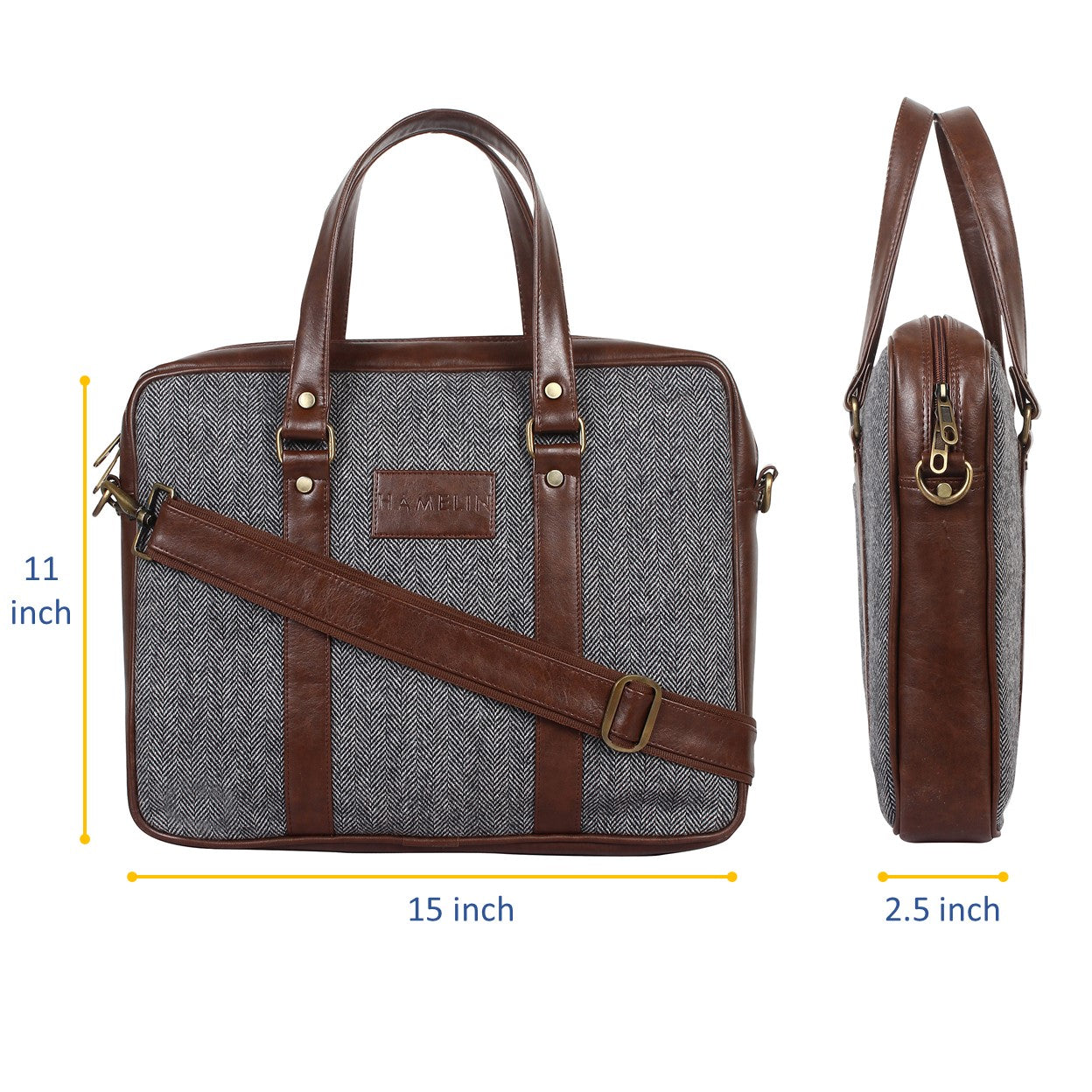 Classic Laptop Bag (Grey Herringbone)