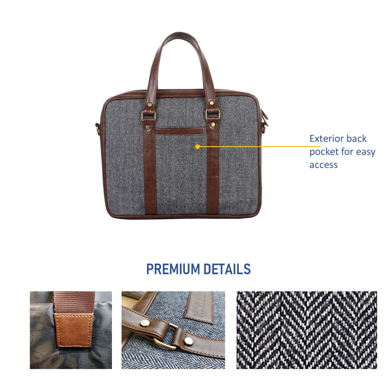 Classic Laptop Bag (Grey Herringbone)