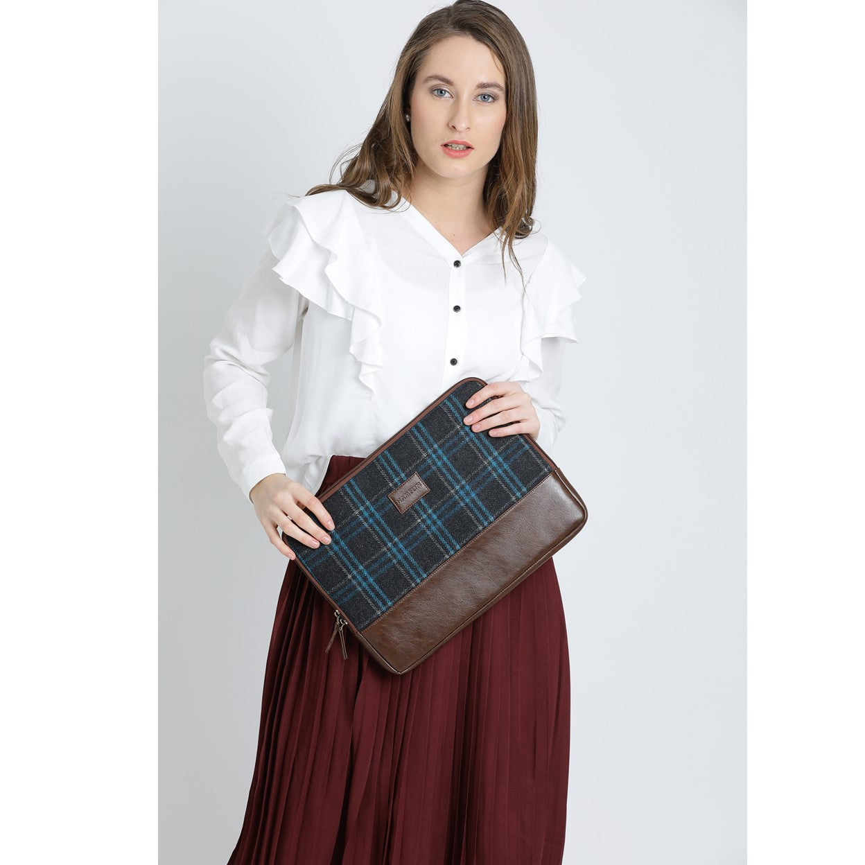 Matt Laptop Sleeve - Blue Overcheck Twill