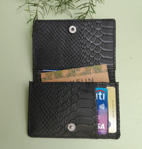 Slim Card Wallet - Black Croc