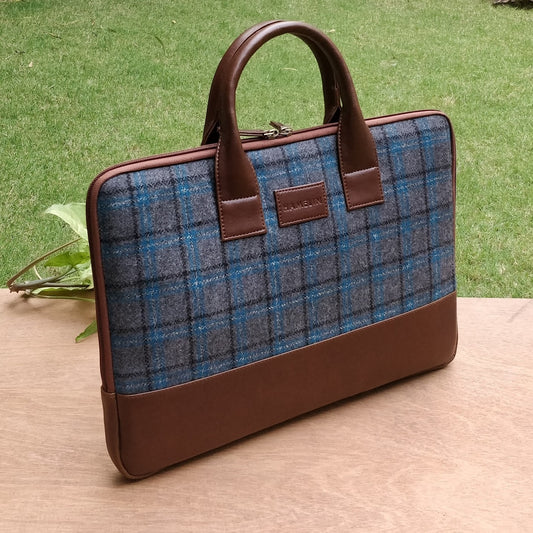Elon Laptop Sleeve - Blue Overcheck Twill