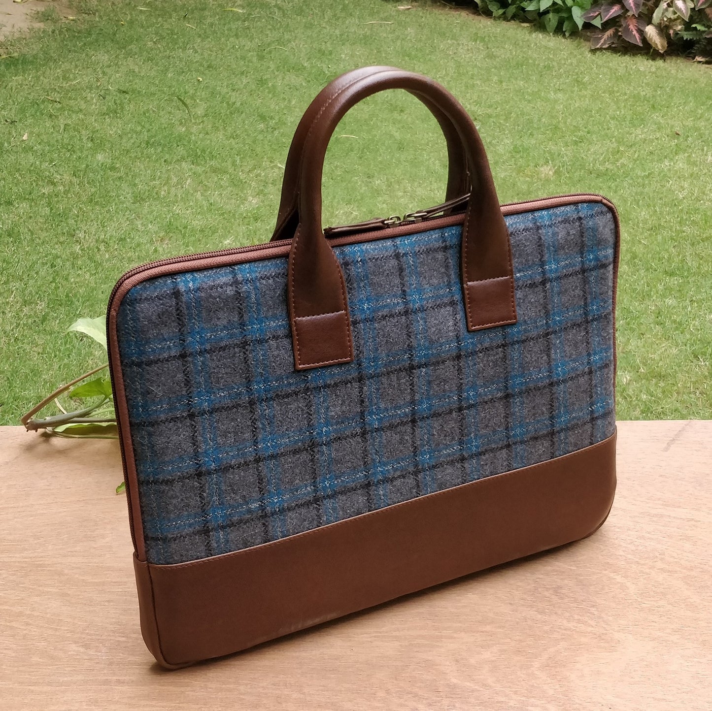 Elon Laptop Sleeve - Blue Overcheck Twill