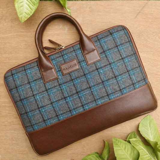 Elon Laptop Sleeve - Blue Overcheck Twill