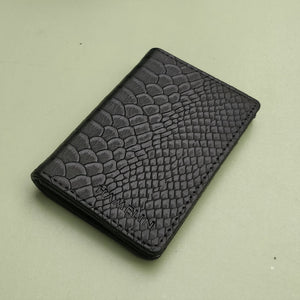 Slim Card Wallet - Black Croc