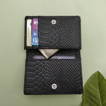 Slim Card Wallet - Black Croc