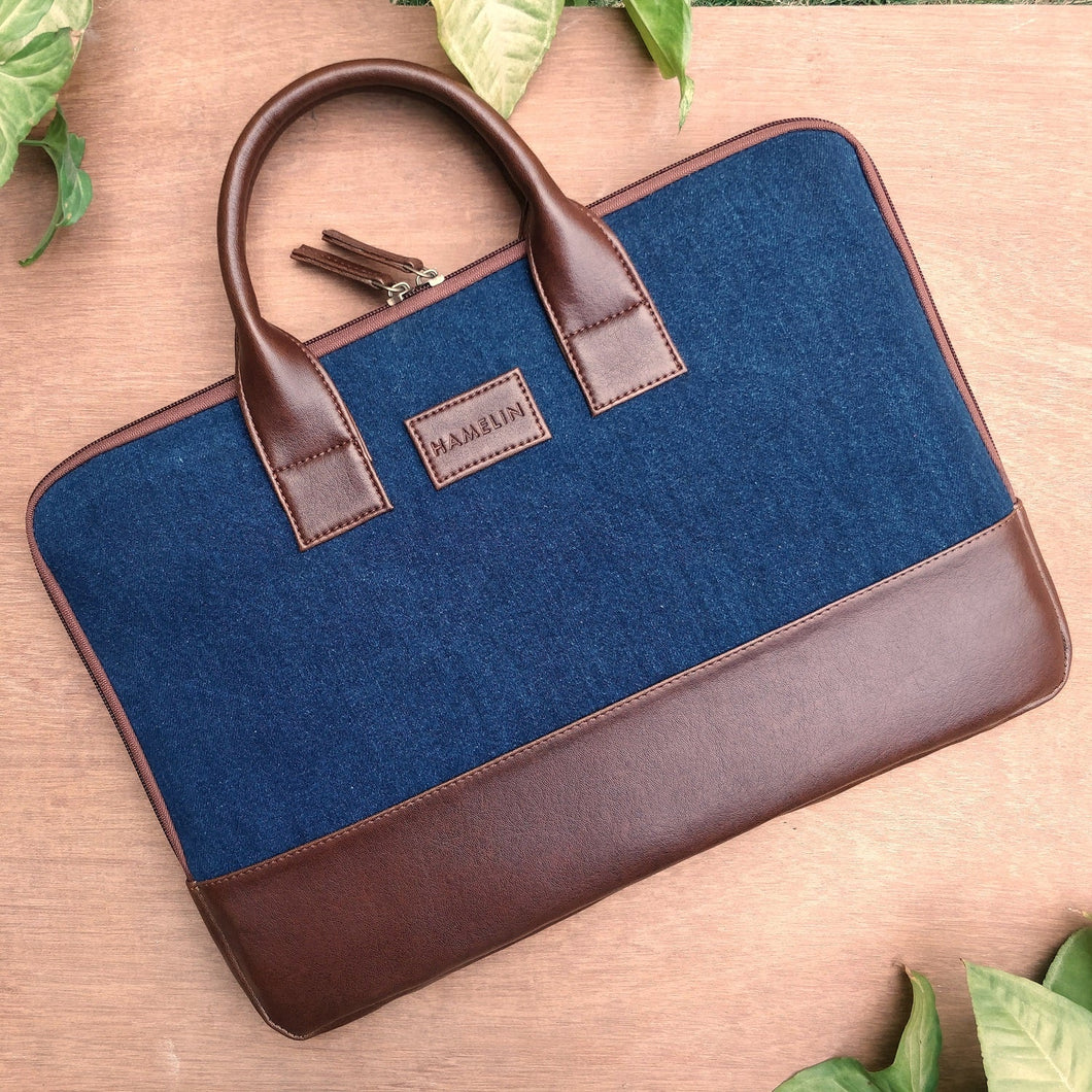 Denim laptop on sale bag